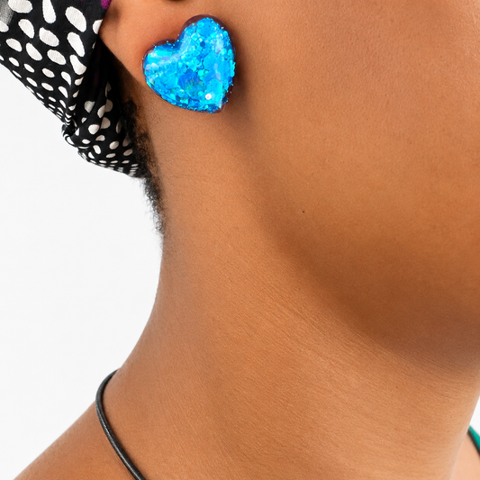 Boucles d’oreilles Cœur Océan Bleu