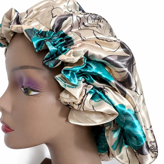 Bonnet en satin imprimé