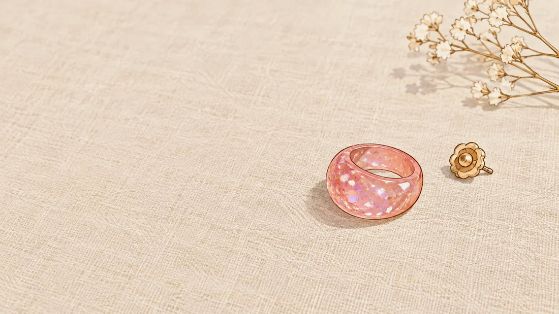 Bijou artisanal présenté dans une composition sobre évoquant une mode plus durable