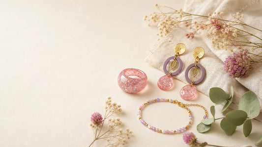 Sélection de bijoux artisanaux en résine colorée pour 2026