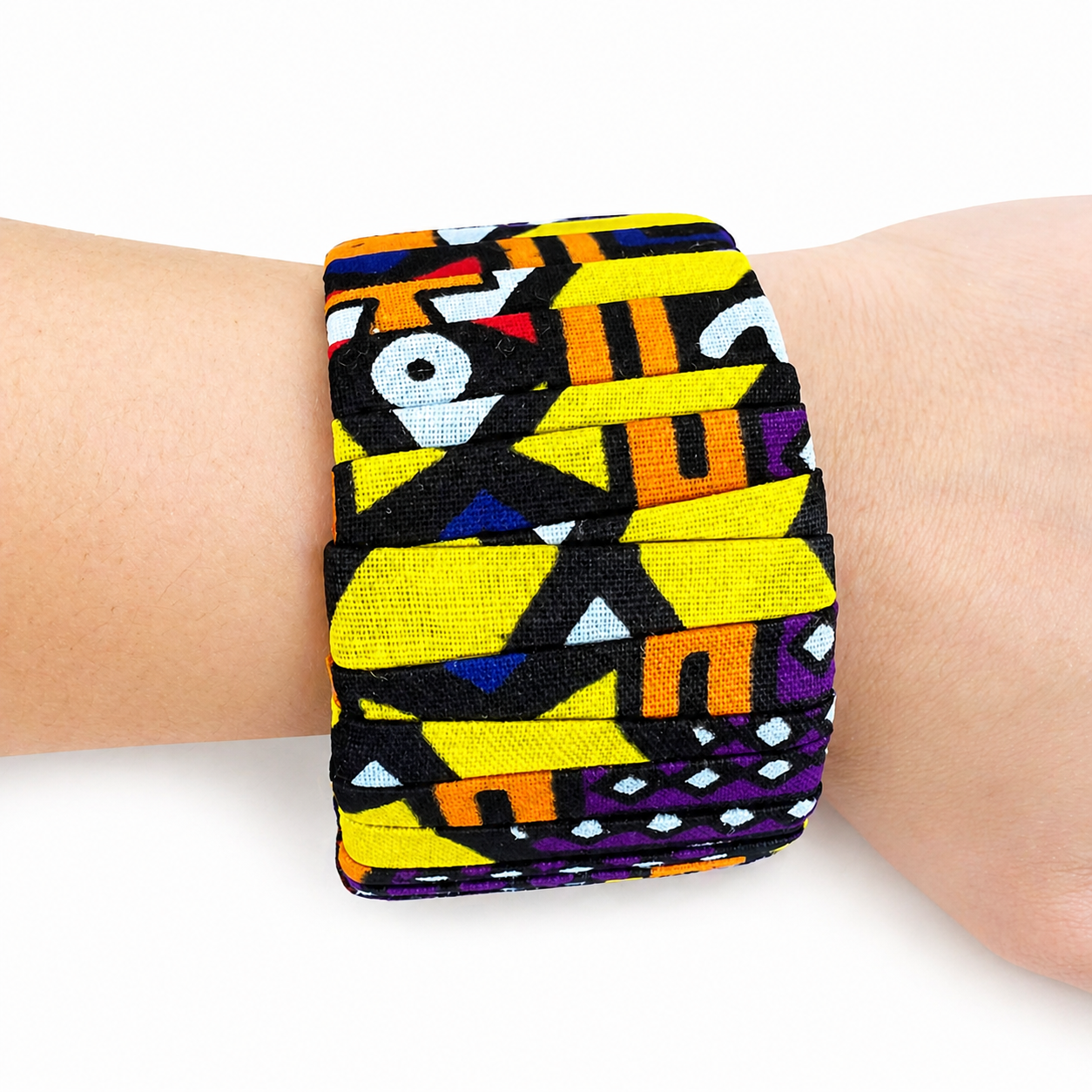 Bracelet en tissu wax africain-Manchette colorée fait main