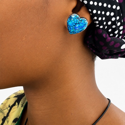Boucles d’oreilles Cœur Océan Bleu