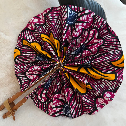 Éventail africain rose & jaune