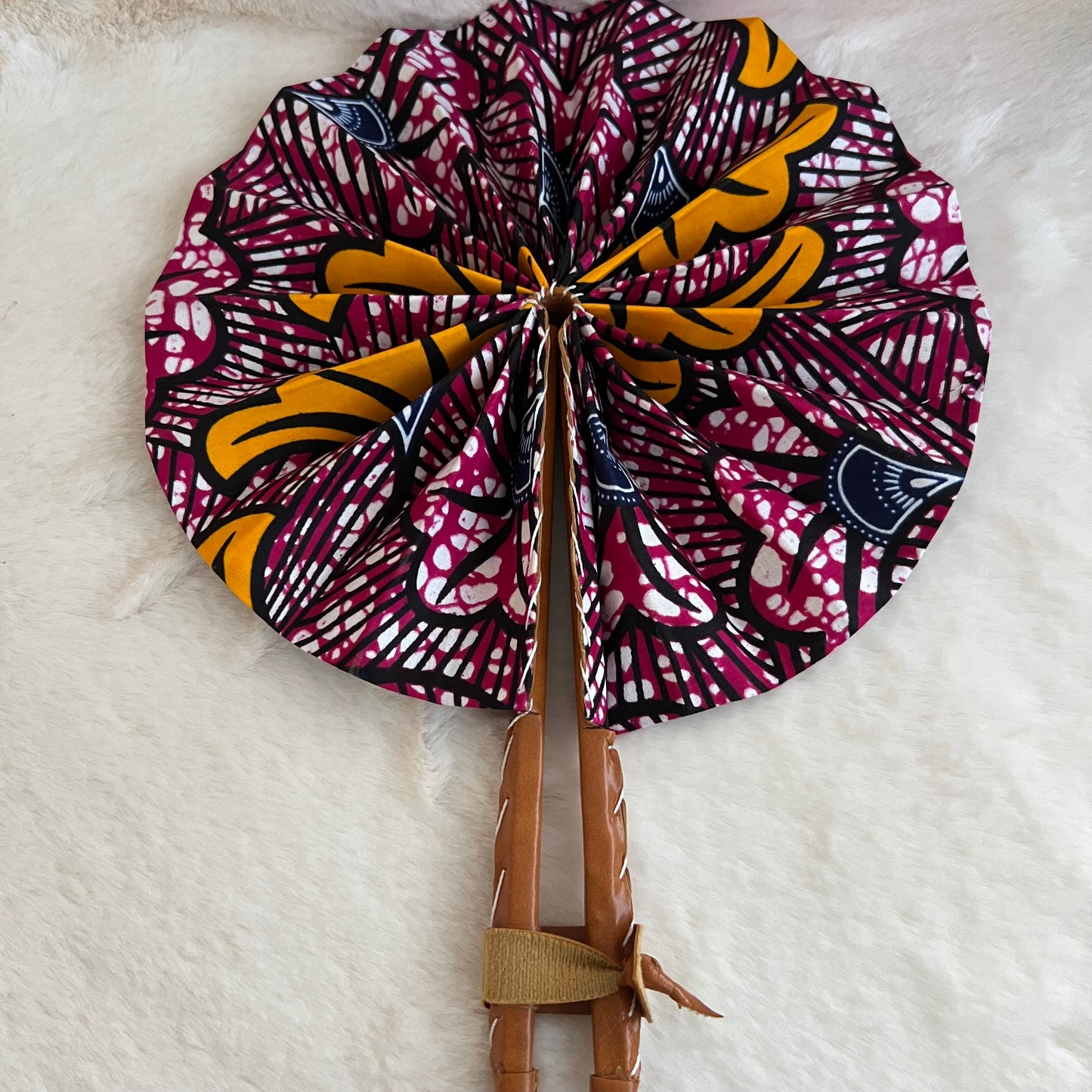Éventail africain rose & jaune