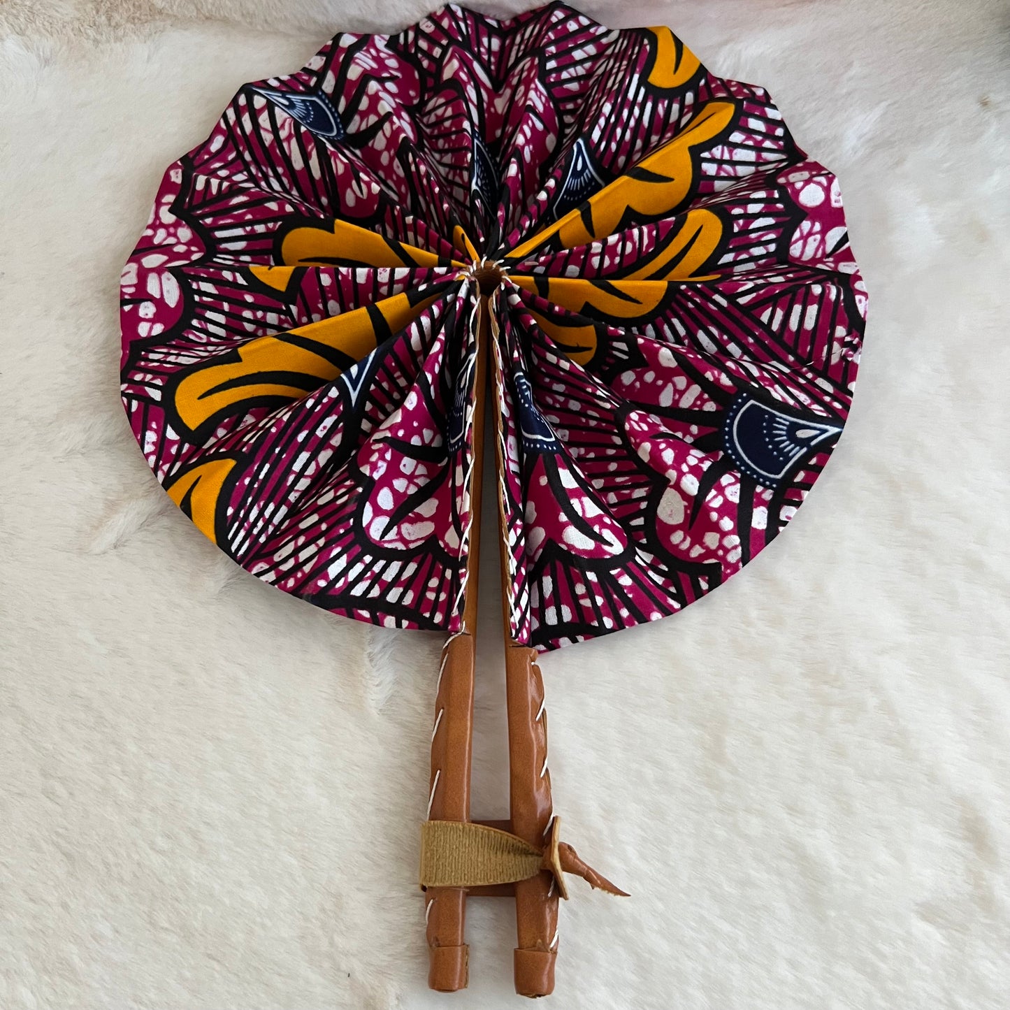 Éventail africain rose & jaune