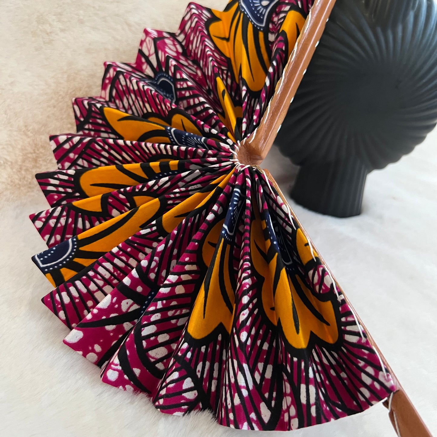 Éventail africain rose & jaune