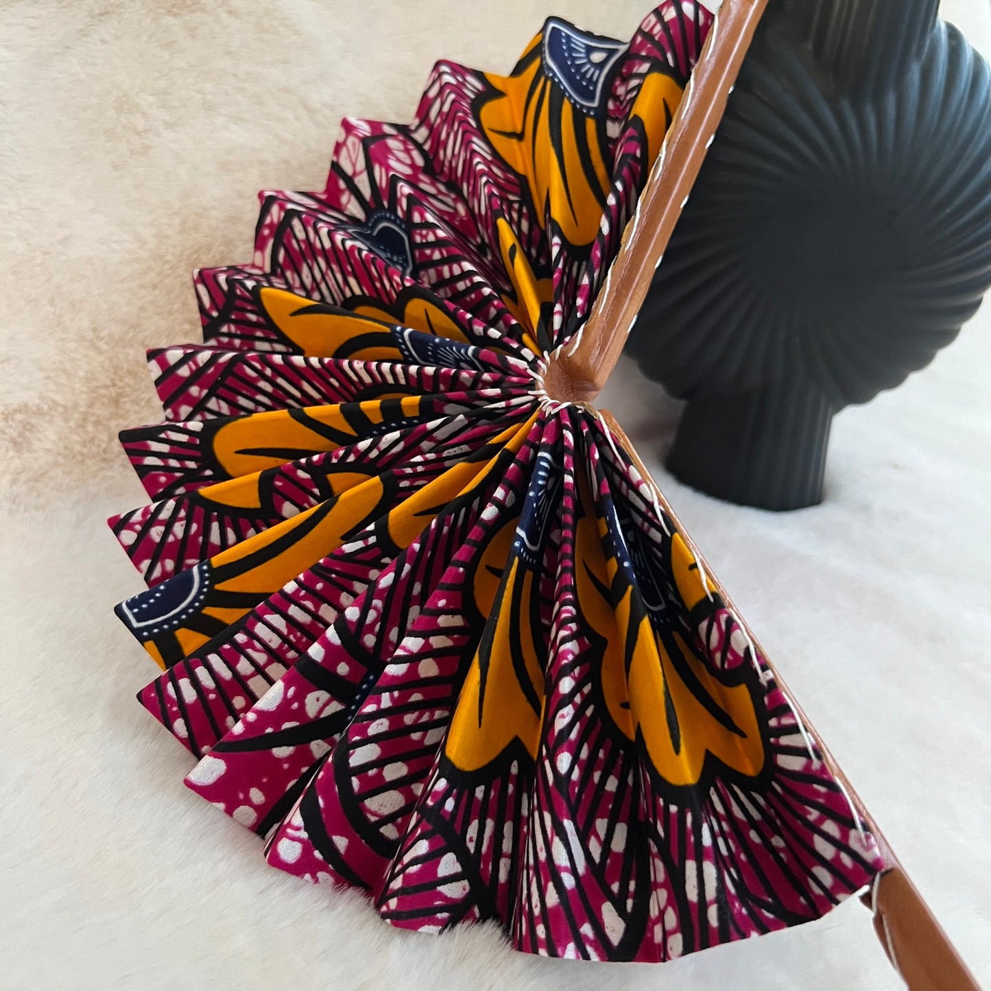 Éventail africain rose & jaune