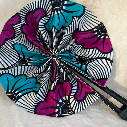 Éventail africain violet & bleu