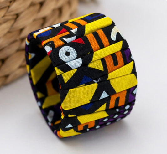 Bracelet en tissu wax africain-Manchette colorée fait main
