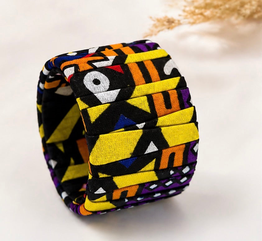 Bracelet en tissu wax africain-Manchette colorée fait main