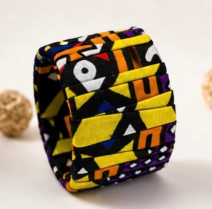 Bracelet en tissu wax africain-Manchette colorée fait main