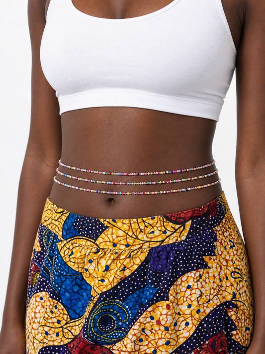 Baya Arc-en-Ciel – Chaîne de taille trois rangs en perles multicolores